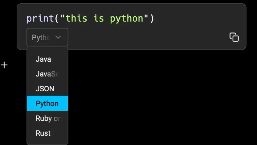 Example code block